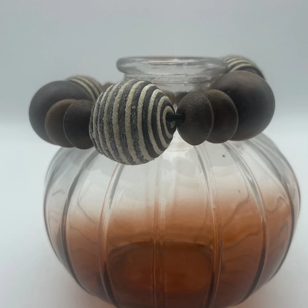 2 Vintage Boho Wood Bead Statement bracelet Black white Striped large Beads 70's